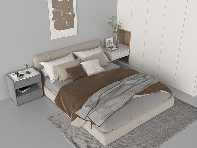 Modern Double Bed 3d model