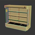 Yellow Display Showcase With Glass Door Multiple Shelves And Black Base