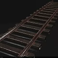 Railroad Track Structure With Wooden Ties And Rusty Rails For Road Infrastructure