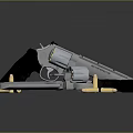 Revolver And Semi Automatic Pistol With Bullets And Skull On Dark Surface
