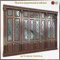 Classic Dark Wooden Dresser with Glass Doors Diamond Lattice and Decorative Carvings