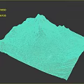 Scenic 3D Landscape Model Featuring Snowy Mountain Peak Surrounding Ranges And Green Areas