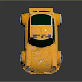 Yellow Cartoon Car With Green Windows Roof Lights White Graphics And Silver Wheels