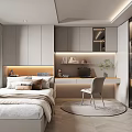 Modern Tatami Bedroom Interior Design With Tatami Bed Built-in Desk Chair And Wardrobe