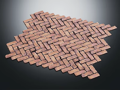 Brown Herringbone Pattern Brick Style Floor Tiles For Decorative Interior 3d model
