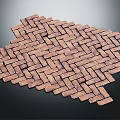 Brown Herringbone Pattern Brick Style Floor Tiles For Decorative Interior 3d model