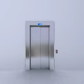 Modern Elevator Hallway With Stainless Steel Door And Control Panel On White Wall