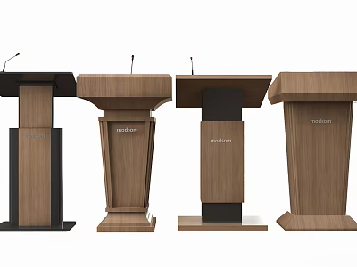 Podiums With Different Designs And Microphones For Event Presentations 3d model
