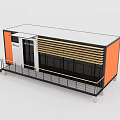 Modern Orange And White Container Building With Black Windows Doors Balcony And Stairs