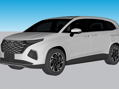 White Hyundai SUV With Modern Exterior Design And Spacious Family Interior 3d model