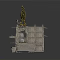 Old Weathered Stone Building Structure With Clock On Top And Broken Sections