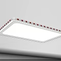 Modern Square and Round Ceiling Lights with White Frame Red Decorative Dots and Illuminated Panel 3d model