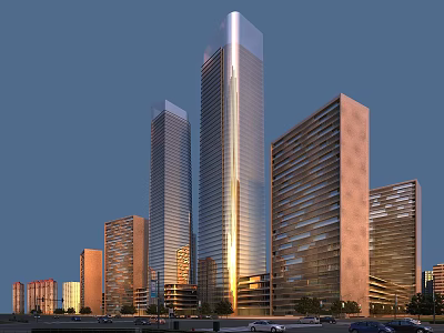 Modern High Rise Office Buildings With Glass Facades And Urban Architectural Design 3d model