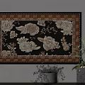 Elegant Square Carpet With Golden Floral Pattern On Black Background And Brown Border 3d model