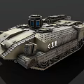 Military Armored Vehicle With Tracked Chassis Gray Exterior And Number 11