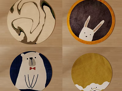 Decorative Round Carpets with Various Cute Animal Patterns for Home Decor 3d model