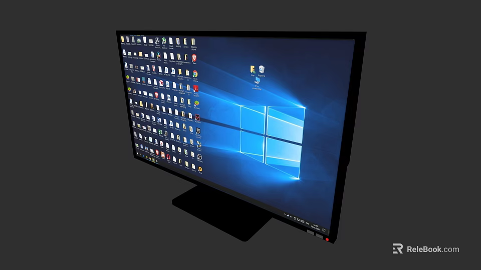 Modern Television Displaying Windows Desktop With Multiple Icons On Screen 3d model 