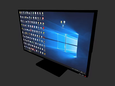 Modern Television Displaying Windows Desktop With Multiple Icons On Screen 3d model