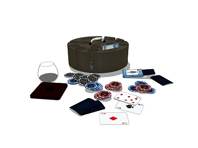 Elegant Decorative Ornament Set With Poker Chips Playing Cards Dice And Storage Container 3d model