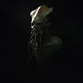 Game Movie Character With Octopus Like Head Tentacles And Green Body In Dark Background