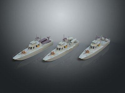 Modern motorboat racing game motorboat yacht 3d model