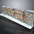 Outdoor Stone Wall Construction With Irregular Mixed Color Stones And Concrete Base
