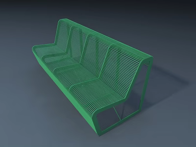 Green Modern Public Chair With Sleek Wireframe Design For Outdoor Spaces 3d model
