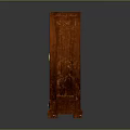 Vintage Wooden Wardrobe With Circular Glass Door And Drawers Design