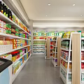 MeeKoo Supermarket Store Front With Shelves Full Of Drinks Snacks Checkout Counter And Seating Area