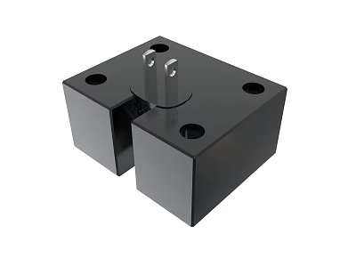 Black Metal Mechanical Block Component With Holes And Central Protruding Part For Industrial Use 3d model
