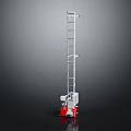 Industrial Mobile Elevating Ladder Equipment With Metal Structure Red Base And Gray Frame 3d model