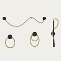 Modern Design Wall Lamps With Curved Ring And Strip Shapes LED Light And Black Mounts