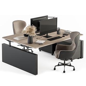 Modern Office Desk and Chair Computer Office Desk and Chair 3d model