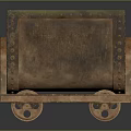 Vintage Rusted Metal Cart With Riveted Details And Wheel Structure