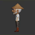 Man In Conical Hat With White Beard Wearing White Shirt Brown Shorts And Red Boots