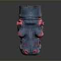 Vibrant Blue and Pink Hippo Head with Open Mouth and Exposed Teeth