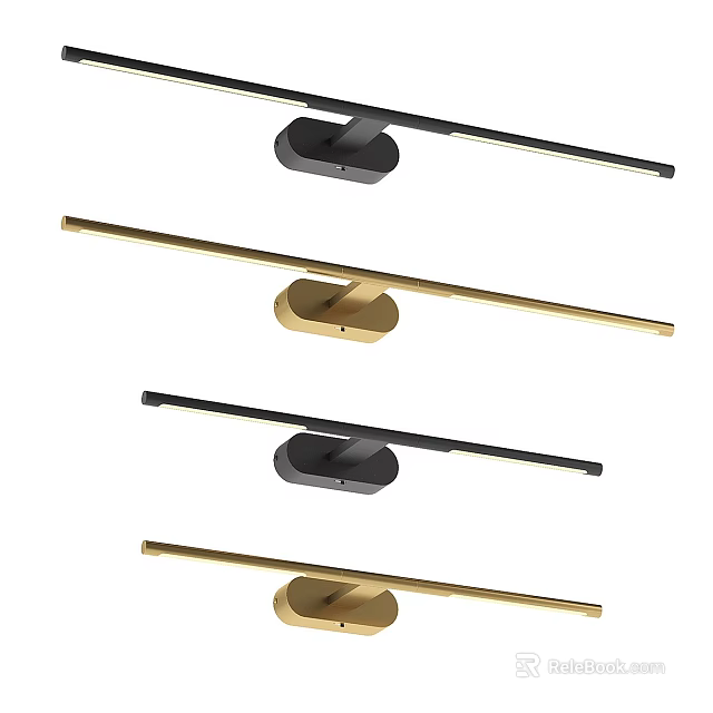 Modern Minimalist Wall Lights With Black And Gold Sleek Long Strip Design 3d model 