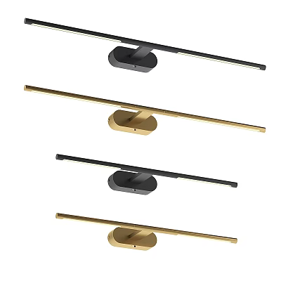 Modern Minimalist Wall Lights With Black And Gold Sleek Long Strip Design 3d model