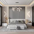 Modern Bedroom Interior Design With Upholstered Headboard Neon Lights And Area Rug