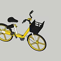 Yellow and Black Bicycle with Front Basket and Yellow Spoke Wheels