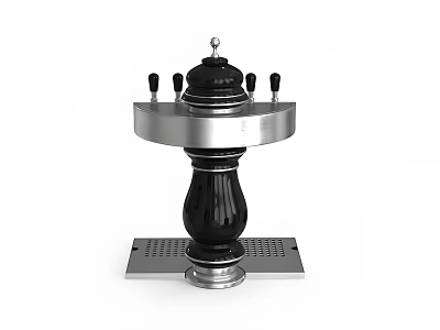 Commercial Beverage Dispenser Featuring Stainless Steel Circular Top Black Base And Multiple Taps 3d model