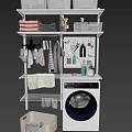 Laundry Room Organization With Washing Machine Shelf Towels And Storage Containers