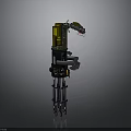 Yellow And Black Industrial Mechanical Device With Metal Structure Multiple Pipes And Mechanical Arm