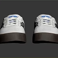 Comfortable White Low Top Sneakers With Black Stripes And Brown Sole