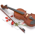 Violin Musical Instrument Music Roses 3d model