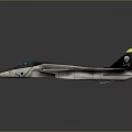 Detailed Fighter Jet Model With Gray White Body Yellow Tail And Cockpit Design