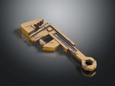Durable Yellow Adjustable Wrench Hardware Tool For Home Repair And Construction Work 3d model