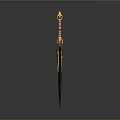 Ornate Fantasy Sword With Golden Crown Hilt And Intricate Black Blade Design