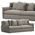 Modern Gray Fabric Two Seater Sofa With Multiple Comfortable Soft Cushions 3d model