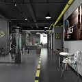Modern Fitness Center Interior With Reception Area Green Plants And Training Equipment